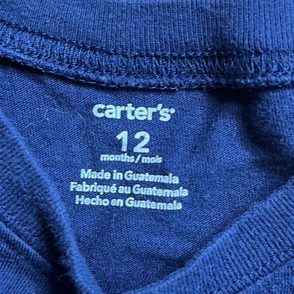 Carters short sleeve shirt 12 months cotton Blue whale Summer coastal nautical - Picture 3 of 4